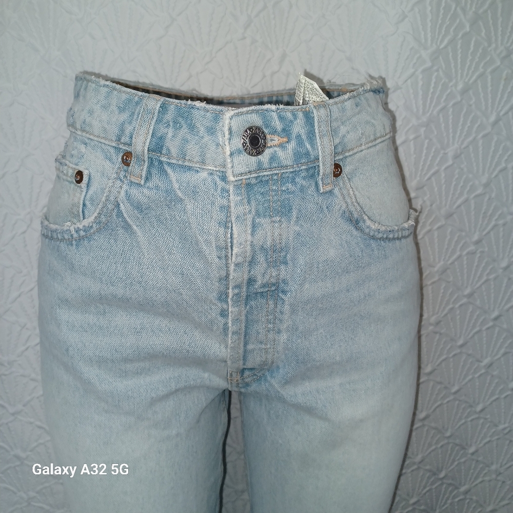 Zara Women Jeans Size 6 Blue Ankle Cropped Distressed Jeans - Picture 5 of 15